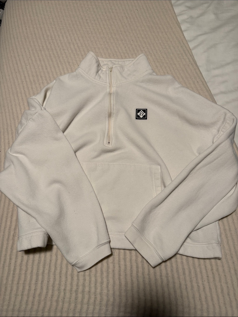 M22 Women's Cream Quarter-Zip Pullover Sweater